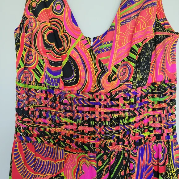 Vintage 70s 80s Vibrant Print Genie Artsy Multicolor Wide Leg Jumpsuit Sz Small - Picture 9 of 16